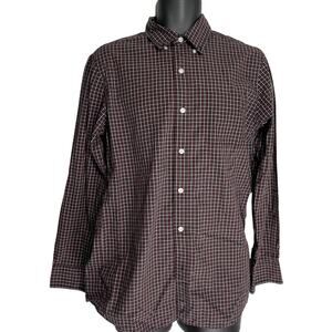 Chaps Shirt Mens Size M Red White Black Checkered Button Up Long Sleeve Preppy